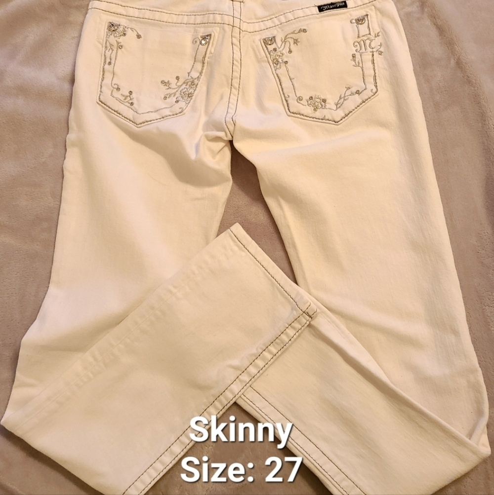 Miss Me Cream Skinny Jeans